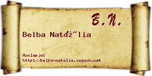 Belba Natália névjegykártya